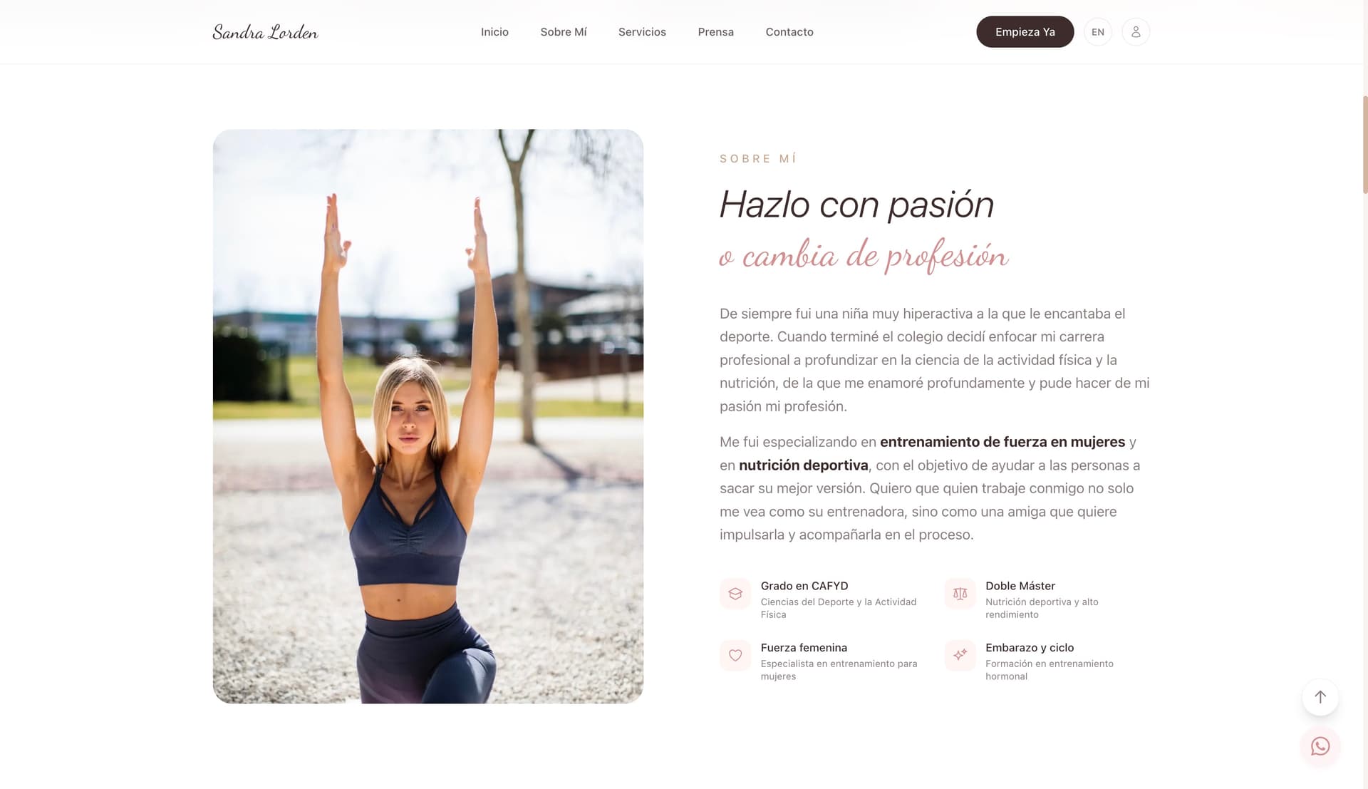 Sandra Lorden — Professional portfolio and custom personal website. Clean design, optimized perf