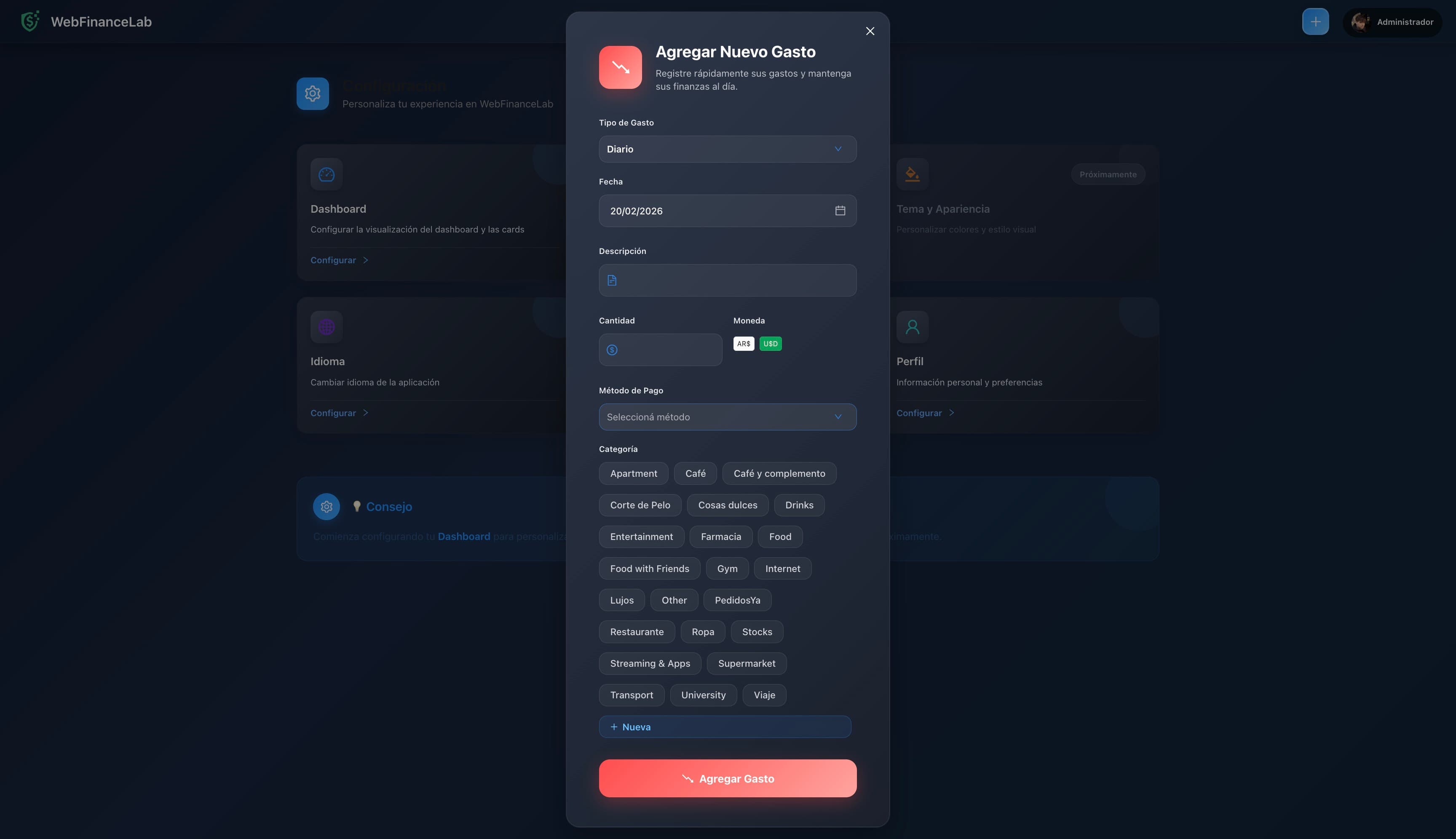 WebFinanceLab screenshot 2